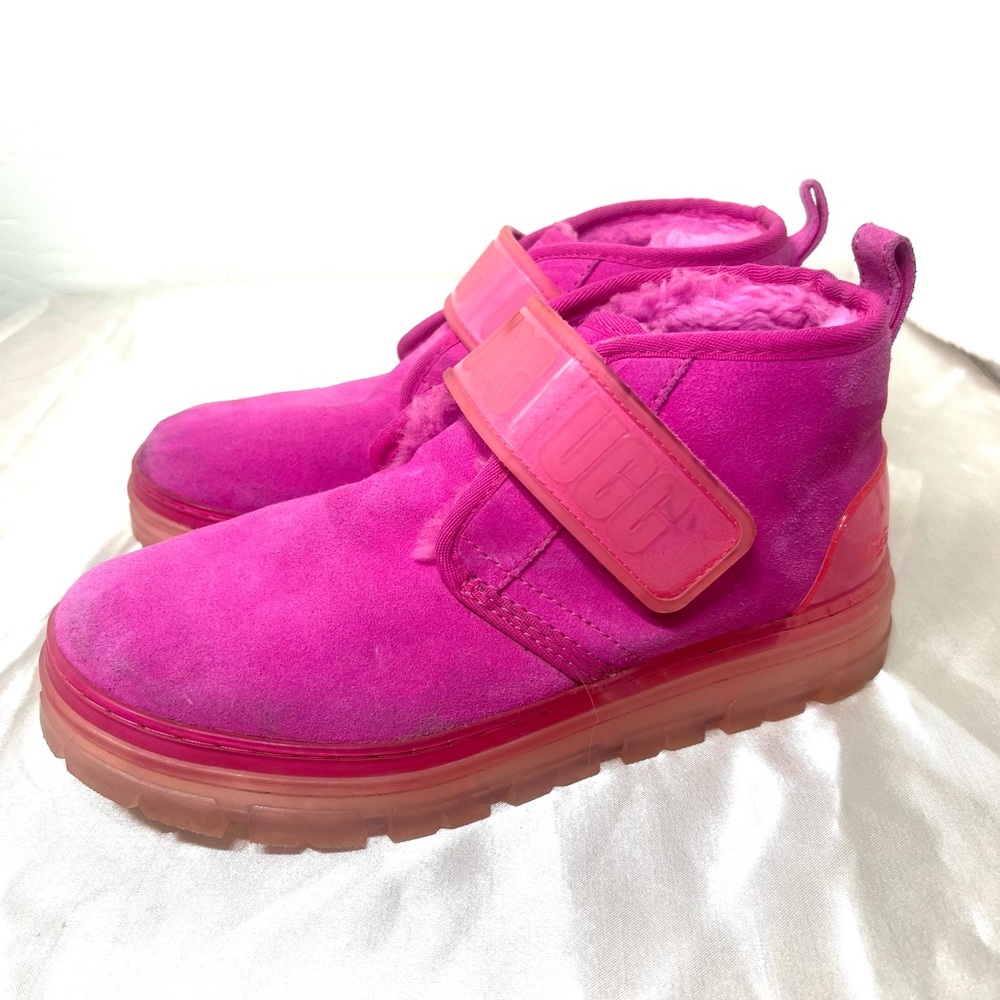 UGG Neumel Clear Chukka Boot Hot Pink Suede Wool Shearling Lined Size 8 - Picture 16 of 16
